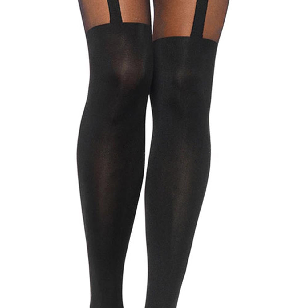 Black Opaque Cross Pattern Goth Nylon Pantyhose Tights