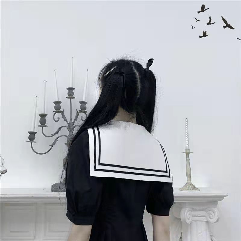 Black and White Bow Korean Harajuku Uniform Pleated Mini Dress