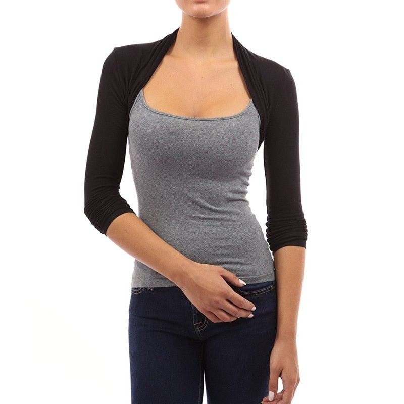 Black Long Sleeve Arm Warmers Shoulder Shrug Bolero